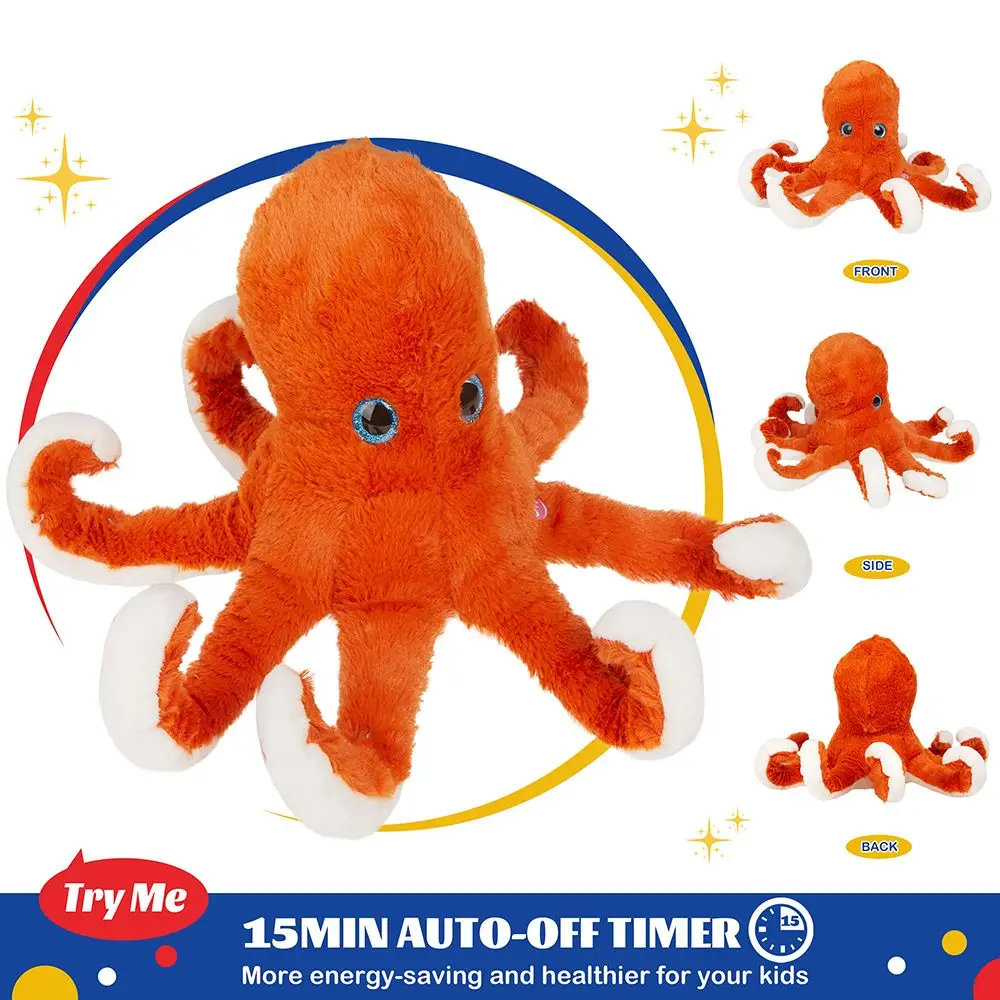 45cm Red Cute Octopus Doll Cotton Plush Toys LED Light Luminous Pillows Glowing Stuffed Animals Musical Gift for Kids Birthdays