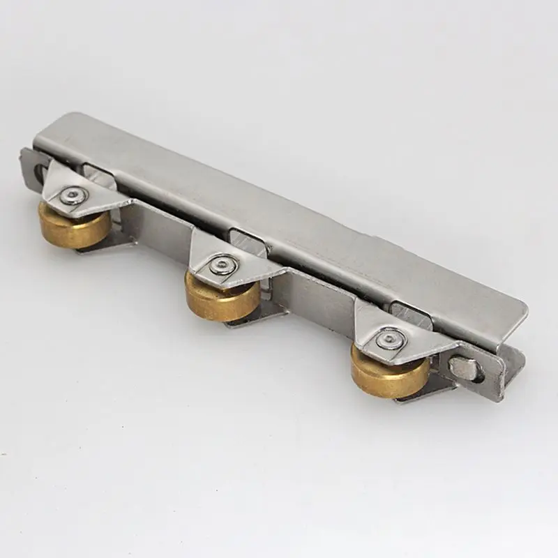 4PCS/Set Frameless Glass Door and Window Pulley 3 Copper Wheels For 8-10mm Thick Glass Sliding Glass Door Roller Assembly