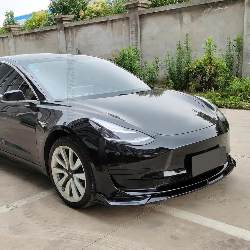 Front Bumper Lip Chin Diffuser Body Kit Spoiler Deflector Tuning Accessories For Tesla Model 3 Y + bumper separator,car bumper hook cover