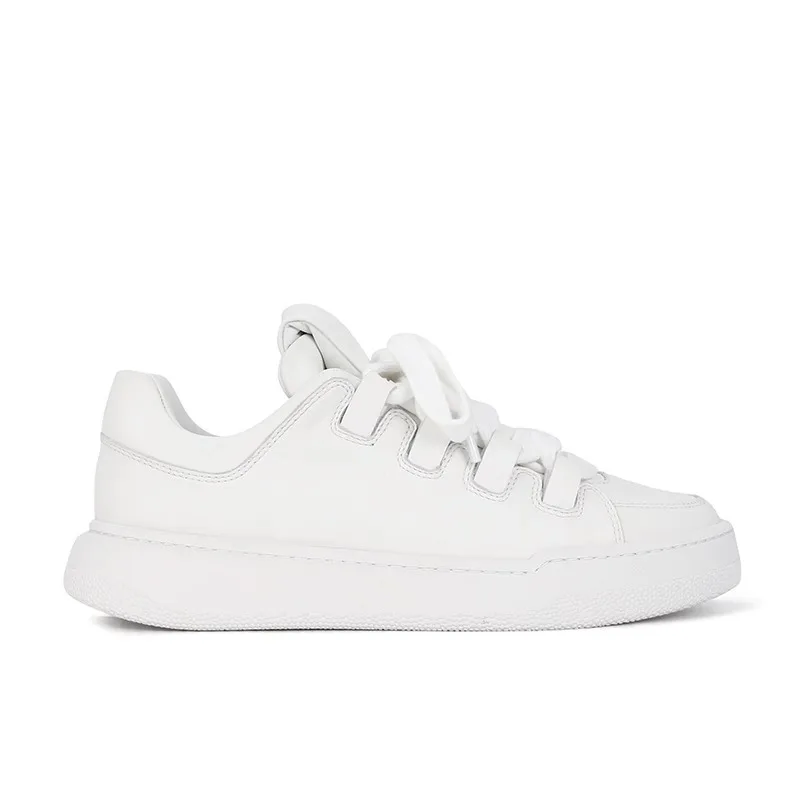 

Dave&Di Ins Fahsion Students Retro Leather Thick-soled Height-increased Casual Sports Shoes All-match White Vulcanized Shoes