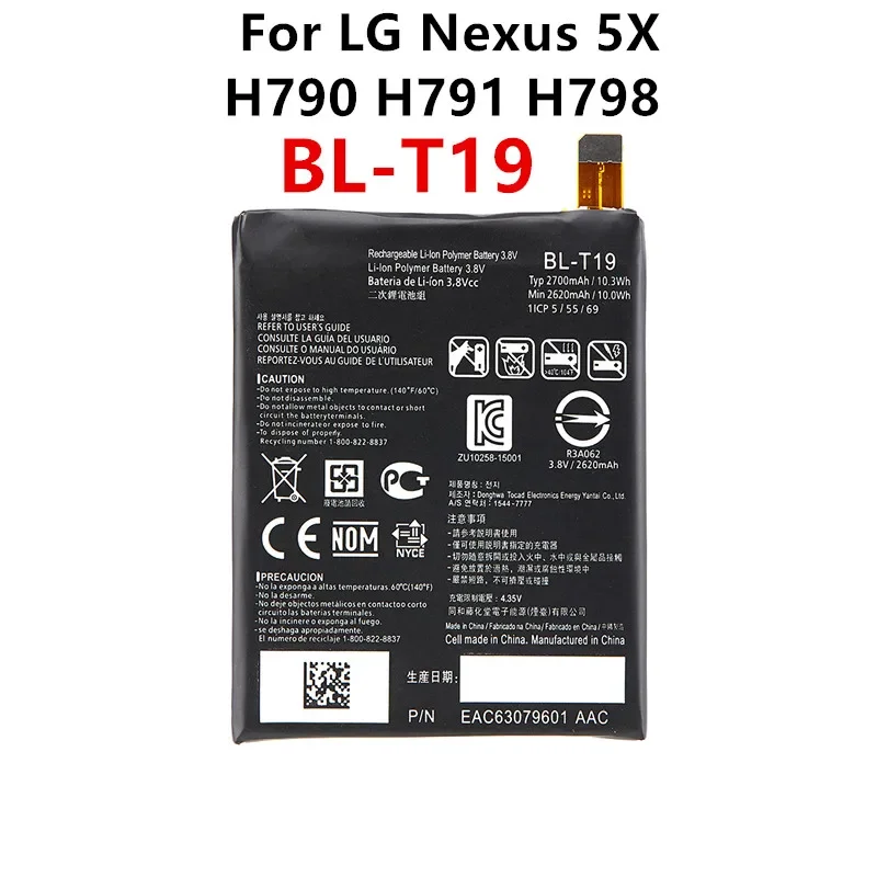 

Original BL-T19 2700mAh Replacement Battery For LG Nexus 5X H790 BLT19 H791 H798 T19 BLT19 Mobile phone Batteries