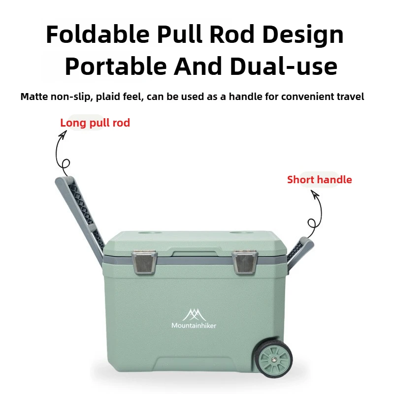 MOUNTAINHIKER Outdoor Camping Insulated Refrigerated Box for Fishing Household Preservation Portable Pull RodCar Storage Box 45L