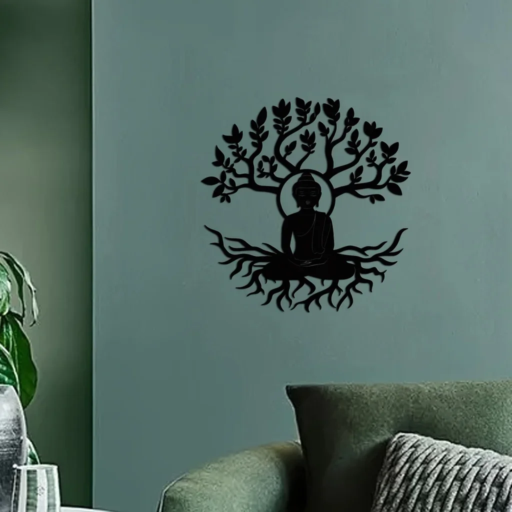 

Metal Wall Decor, Buddhism Theme Decor Wall Art Decorations Bedroom Decor Sticker Mural Decor Metal Wall Hanging