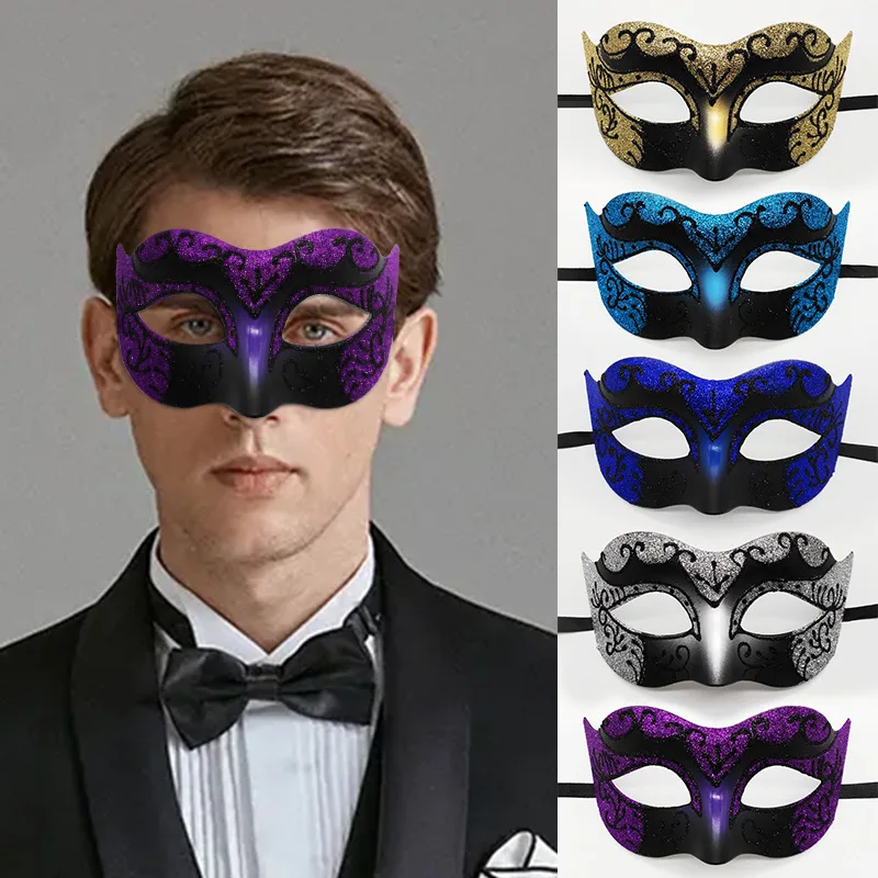 

Sexy Shiny Colorful Venetian Masquerade Mask for Men Halloween Cosplay Jazz Prince Mask Carnival Fancy Half Face Eye Mask