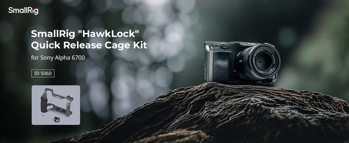 A6700 Cage HawkLock Quick Release Cage Kit for Sony Alpha 6700 w Silicone Grip &