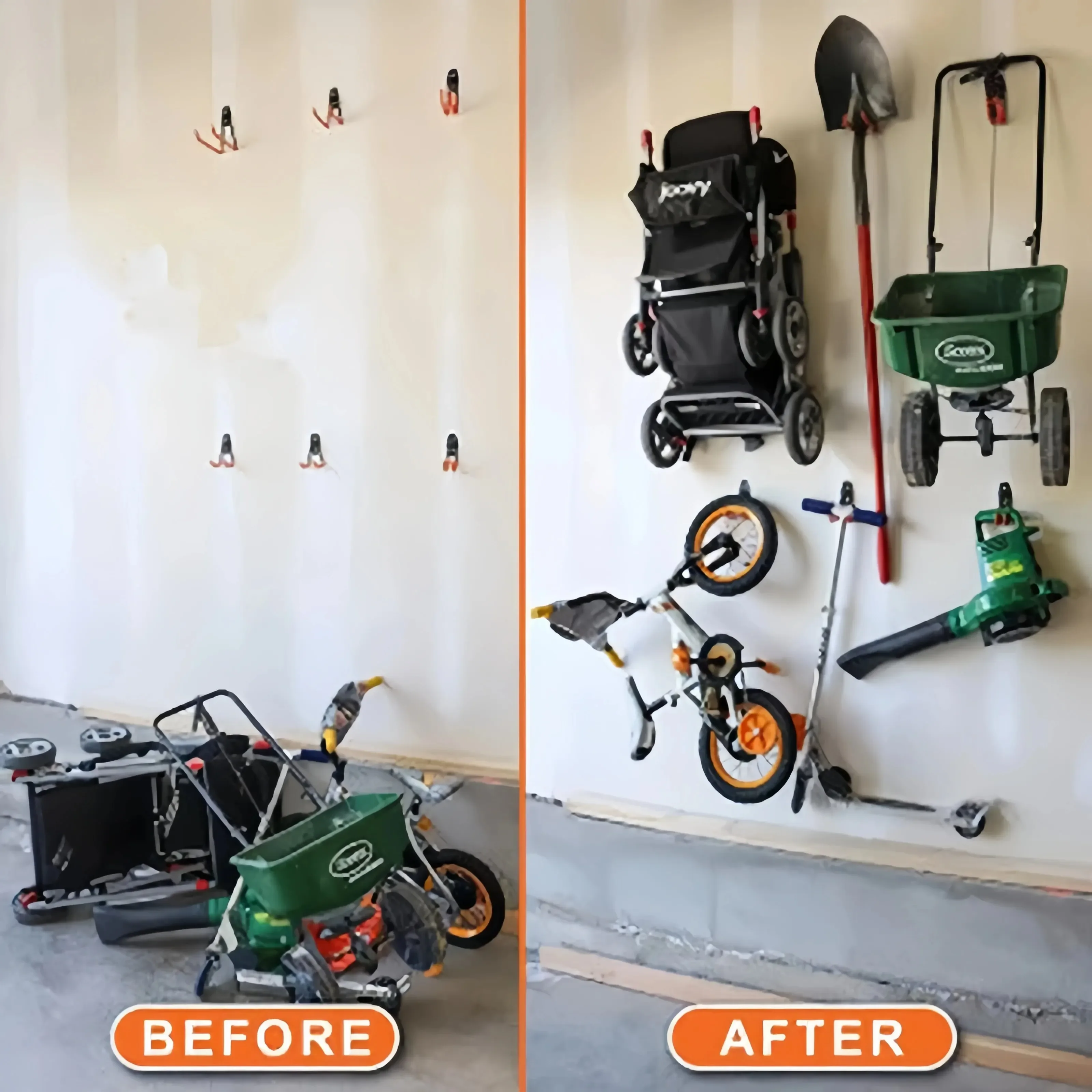 2pcs Heavy Duty Metal Hook Garage Organizer Wall Mount Bicycle Hanger Hooks Wall Mount Anti-slip Storage Hook For Ladders Garden 4