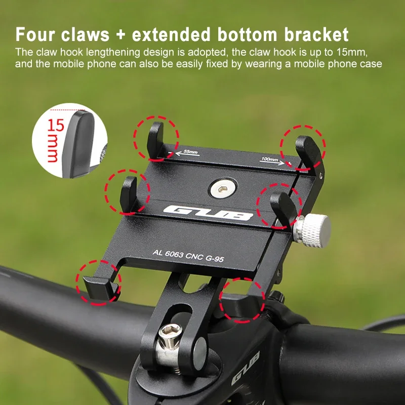 Porta cellulare per bicicletta e moto porta cellulare bici PLUS 15 Porta cellulare per bicicletta porta cellulare bici Staffa per navigatore GPS girevole, Bevestigingen