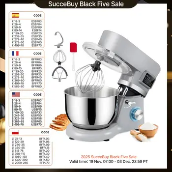 SucceBuy 5.5/7LElectric Stand Mixer with 6Speeds 1