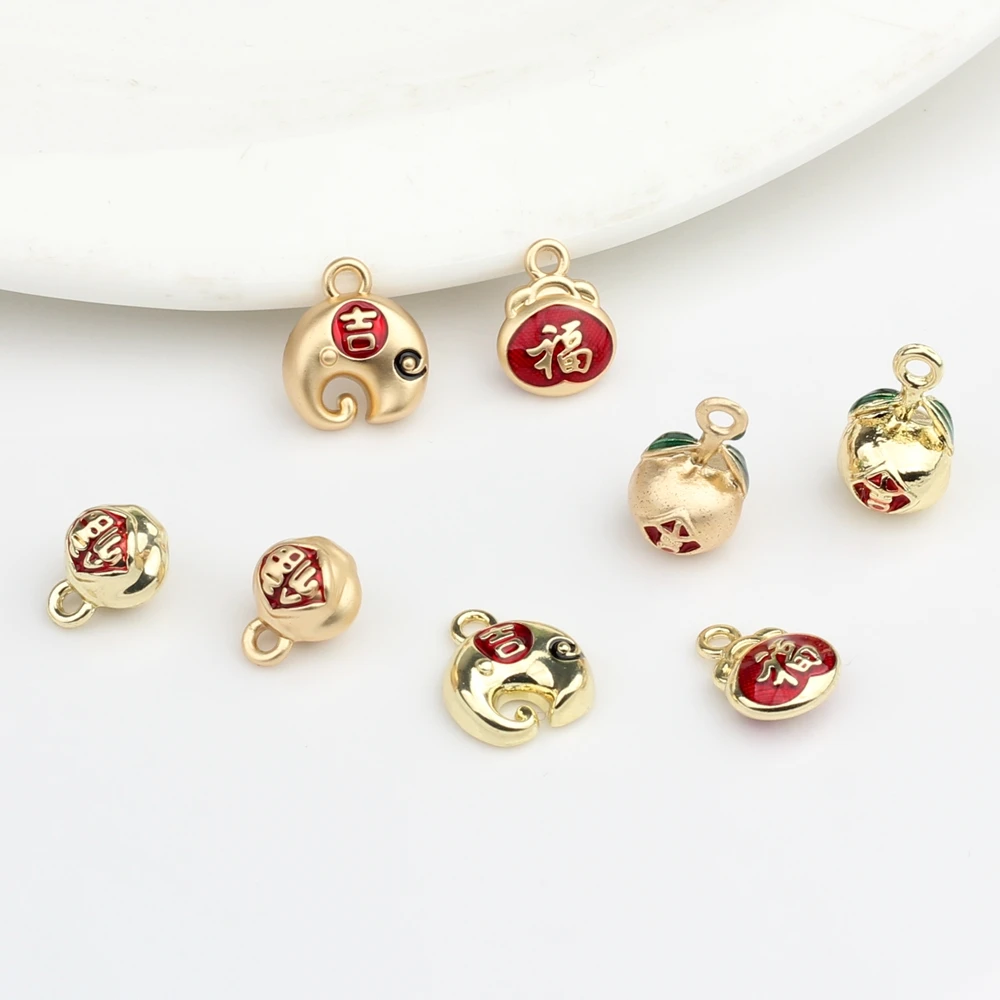 

Zinc Alloy Enamel Charms Good Luck Chinese Character Charms 10pcs/lot For DIY Fashion Jewelry Making Accessories