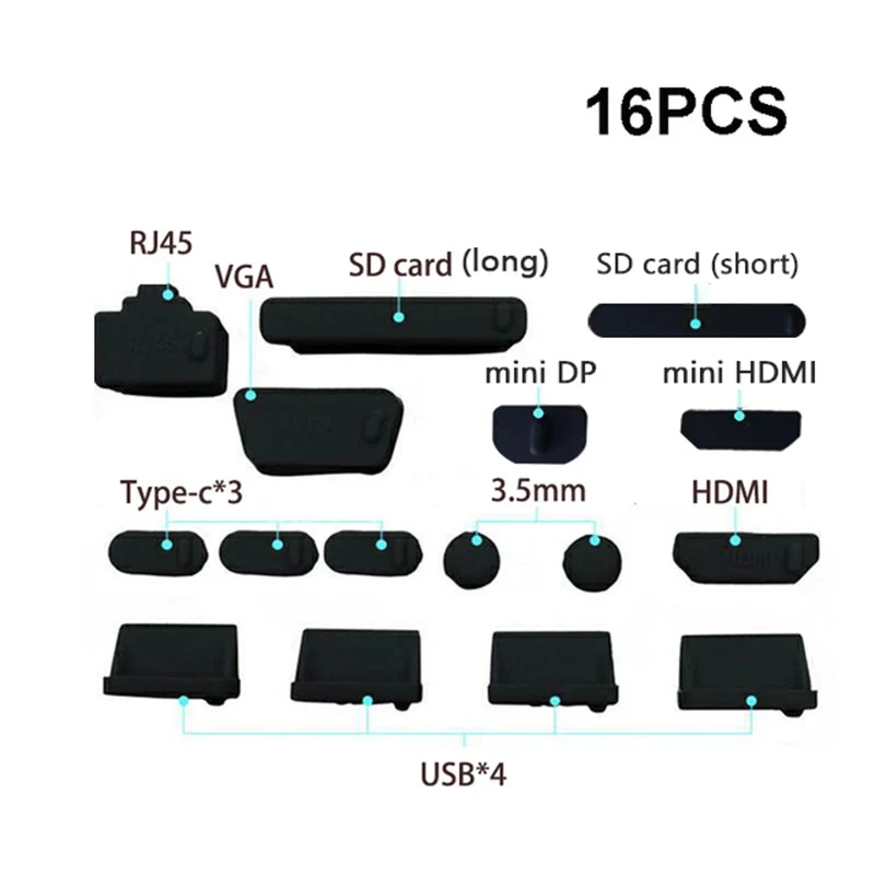 Universal Laptop Dustproof Plug Set - 16 Protective Anti-Dust Stoppers
