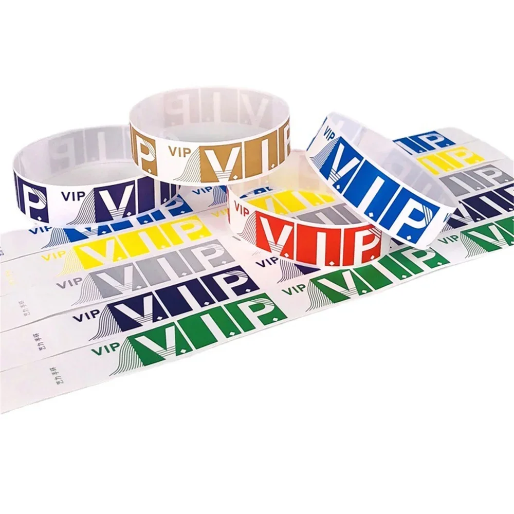 Party Paper Bracelet Synthetic Paper Tickets Plastic Wristbands Sticky Wristband Print Pattern Party Wristbands 1000pcs waterproof paper wristbands