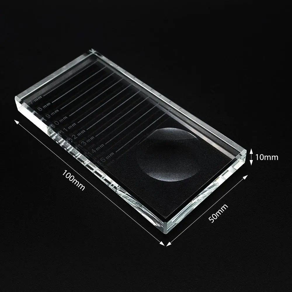 False Eyelashes Extensions Crystal Glass Adhesive Glue Pallet U Curved / Straight Stand Pallet Holder Transparent Glue Tray 5