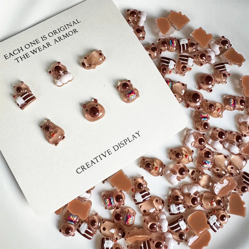 50Pcs Cute Resin Nail Art Ornaments Capybara 3D Nail Resin Drill Ornaments Cartoon Accessories Capybara Cartoon New
