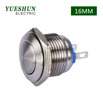 볼 라운드 헤드 순간 푸시 버튼 스위치, 니켈 도금 황동 스테인레스 스틸 금속, IP65 셀프 리셋, 2 핀 터미널 스위치
