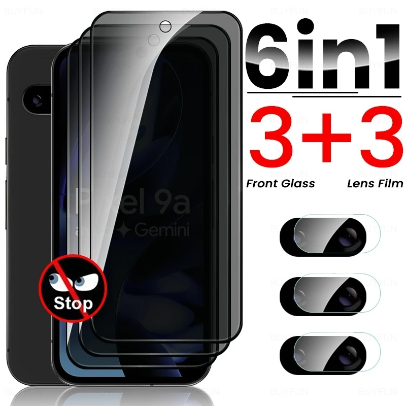 6-in-1 Privacy Tempered Glass Anti-Spy Screen Protector with Camera Film