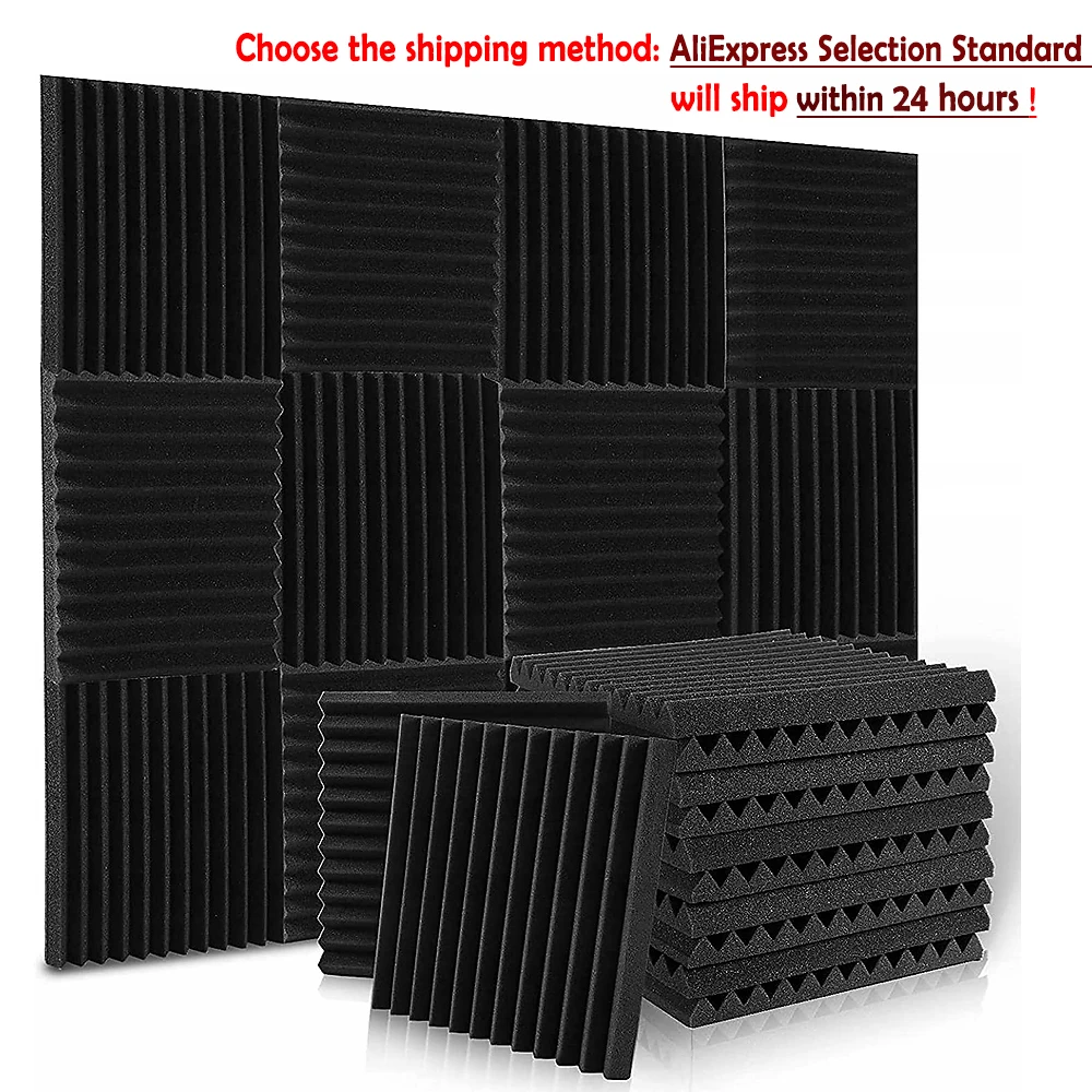 12Pcs Sound Proof Foam Panels 30x30x2.5cm Wedge Sound Absorbing Panels