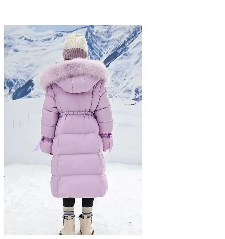 Girl Long Fur Collar Padded Jacket WinteChildren Girls Children Coat