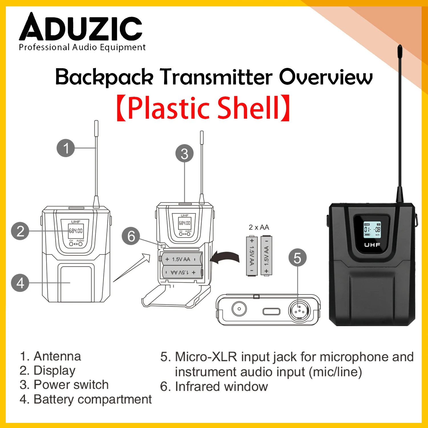 Aduzic K8-Por 4 채널 트루 다이버시티 무선 마이크 615-690MHz 핸드헬드 다이나믹 마이크 500M 전문 무대용 마이크