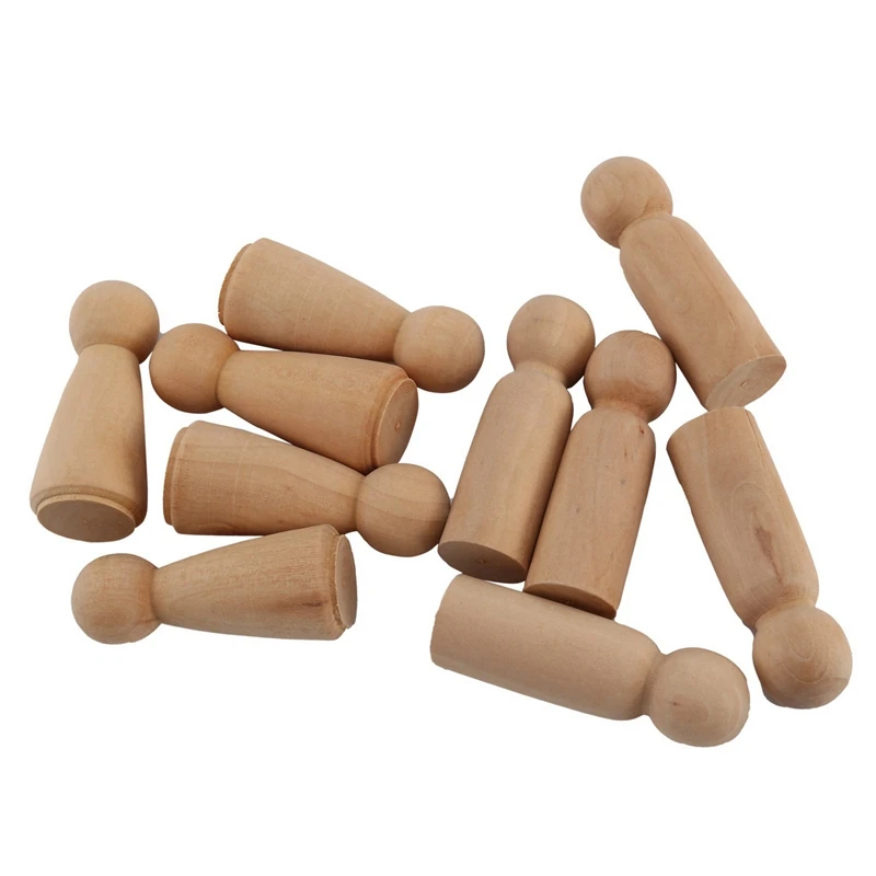 

50 Pieces 65 Mm Unfinished Wooden Peg Dolls Wooden Tiny Doll Bodies People Decorations,Wood Color-Drop Ship