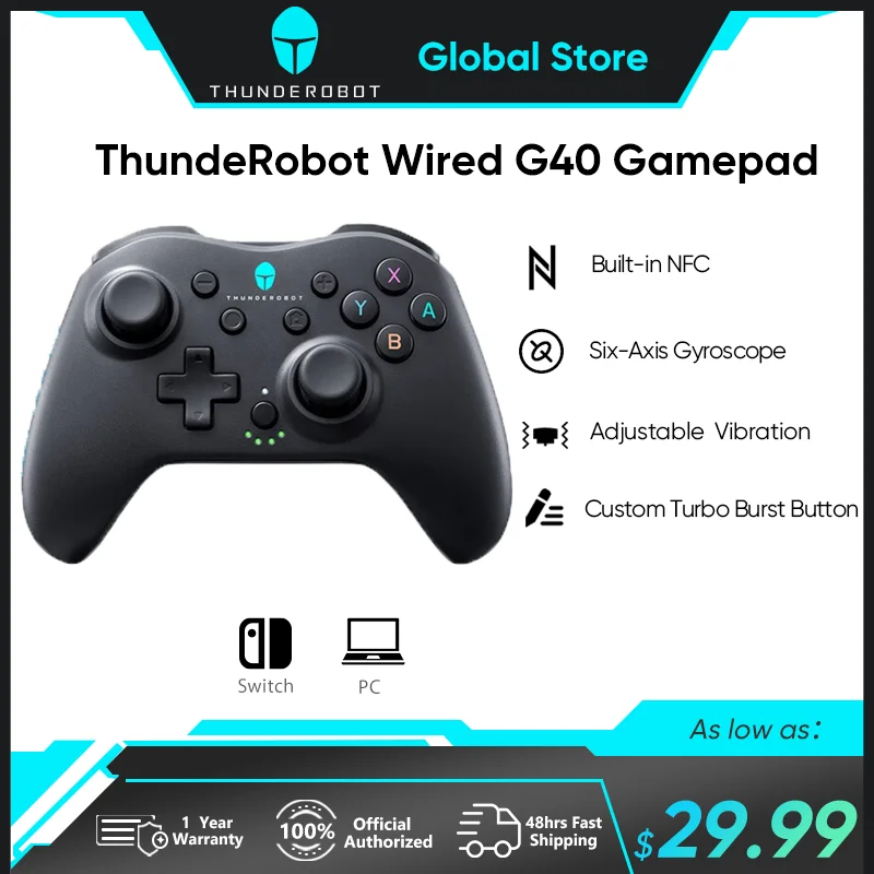 

Игровой контроллер Thunderobot G40 Buletooth, проводной Вибрационный геймпад для коммутатора, игровой контроллер для ПК на Windows, джойстик, Поддержка стандарта