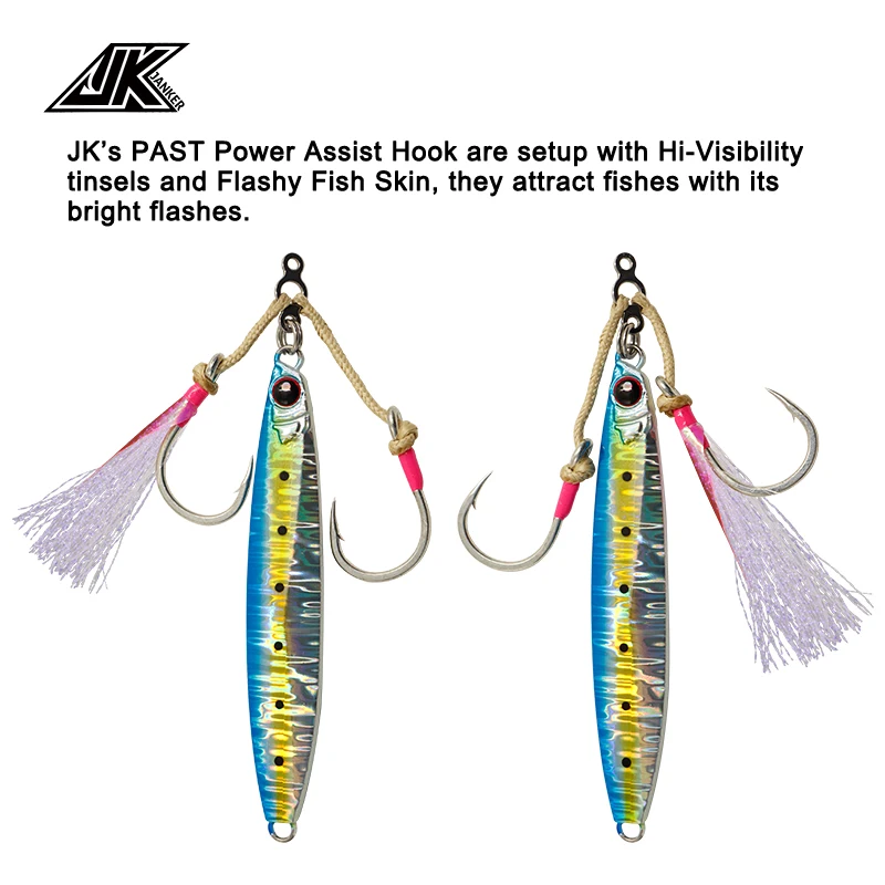 JK 3PACK Wear Resistant Jigging Hook Steel Wire Jig Twin Assist Hooks Glow  Saltwater Fishhook Sea Hooks Boat Fishing Tackle