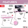Techni Sport TS-200 Carbon Computer Gaming Desk with Shelving, Pink 2