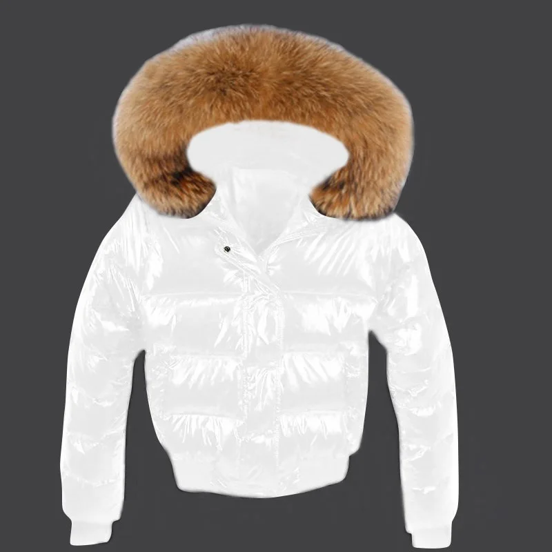 

Real Fur New 2024 Autumn Winter Puffer Jacket Women Thick Warm Short Parkas Real Natural Raccoon Fur Female Waterproof Down Coat