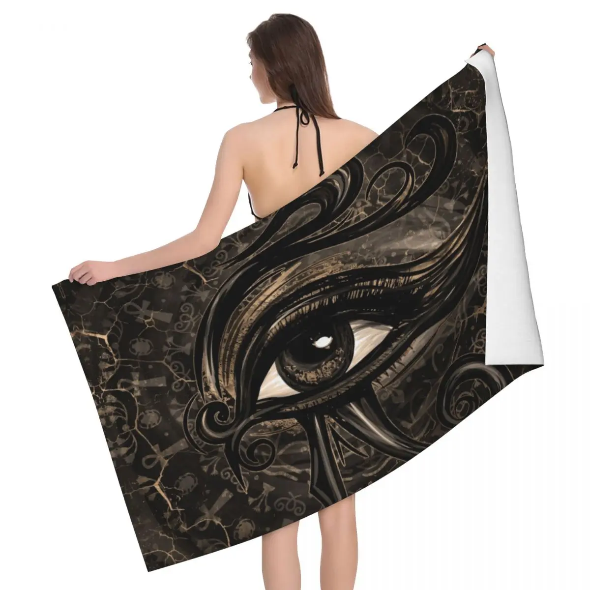 Egypt Ancient King Tutankhamun Hieroglyphics Beach Towel Super Soft Quick Dry Egyptian Pharaoh Sauna Bath Towels For Kids Adults_voghion.com