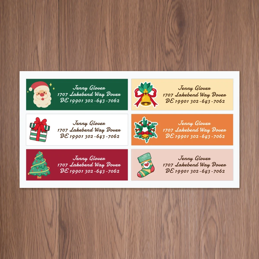 Custom Christmas Return Address Stickers - High Gloss Holiday Custom Mailing Labels,Self-Adhesive Return Tags for party favors