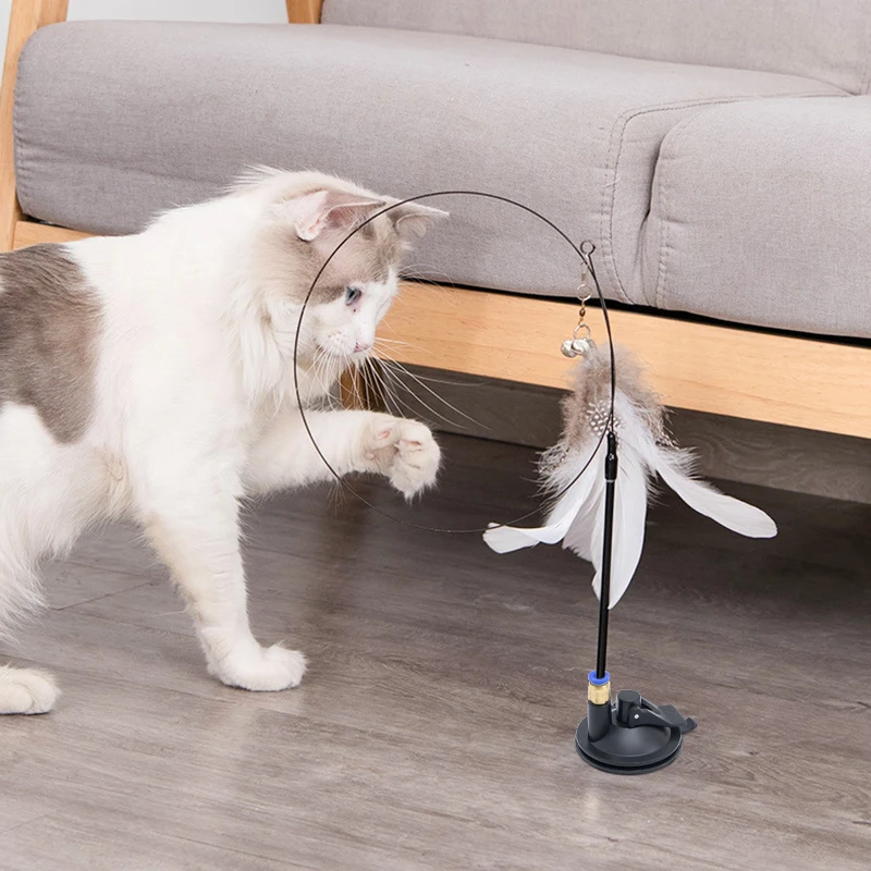 Title 9, Interactive Cat Toy Handfree Cat Stick Toy Furr...