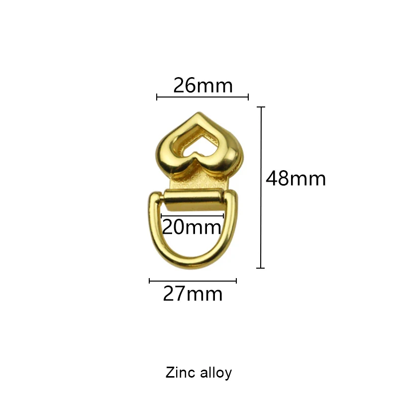 20mm Handbag Connection Clasp Metal D Ring Bag Chain Buckle Heart Shape Bag Belt Strap Connect Buckle DIY Hardware  Accessories