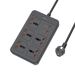Versatile Power Strip with Extended Cord and High - Speed USB Charging - Black WN5A6U