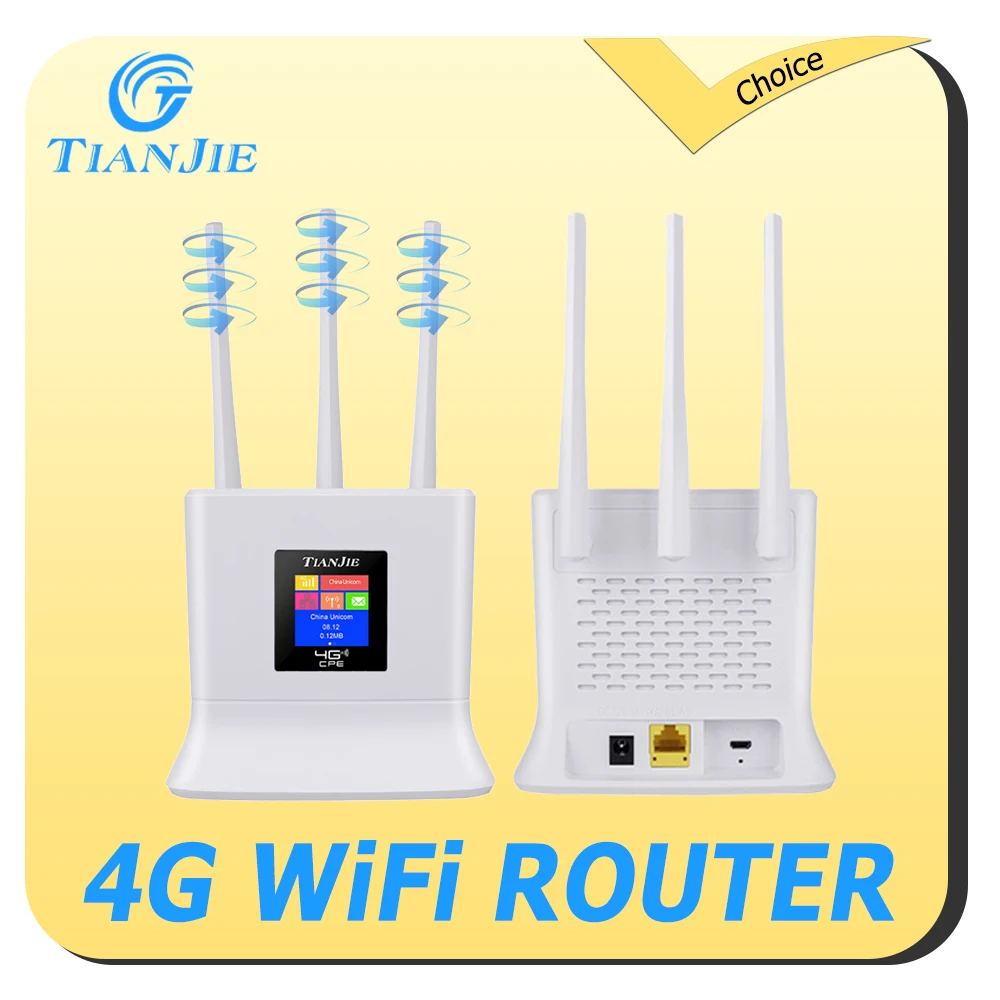 TIANJIE CPE906 4G LTE WiFi Router 300Mbps Unique 3-Antenna Design for ...