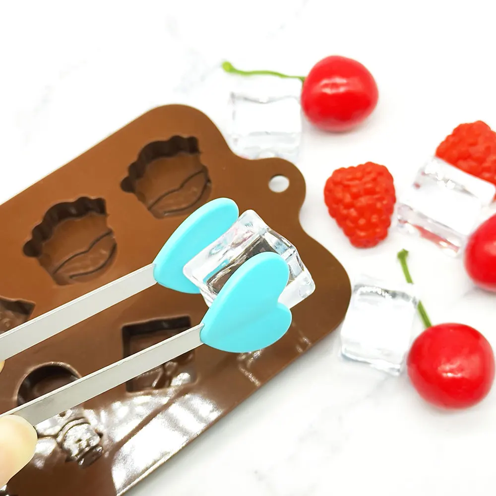 Food Grade Heart Shape Silicone Mini Tongs Non-Slip Cooking Tongs Small Food Ice Cube Clip For Home Kitchen BBQ