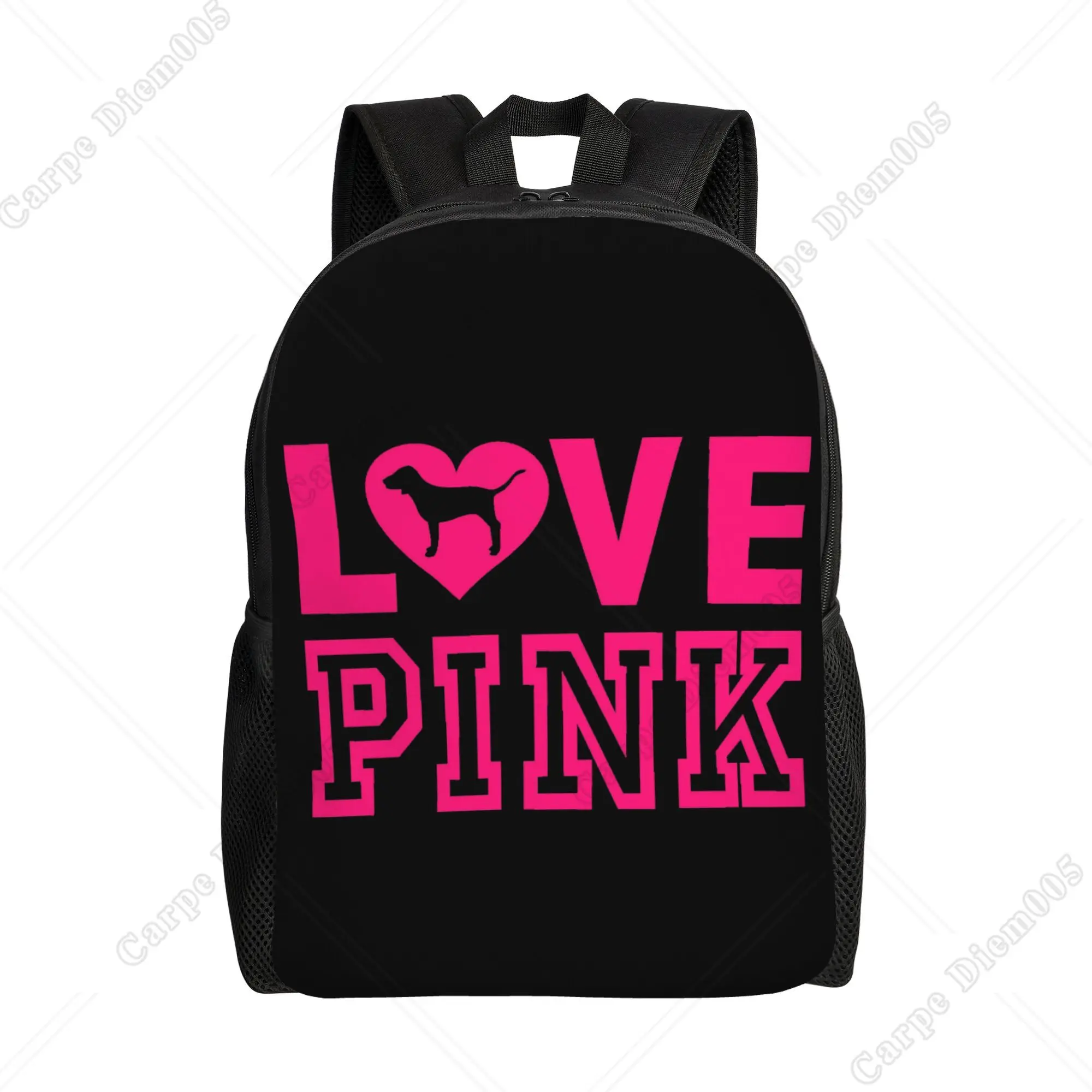 

Большой Школьный ранец Love Dog для мужчин и женщин, сумка розового цвета на молнии для ноутбука 15 дюймов для активного отдыха, Путешествий, Походов