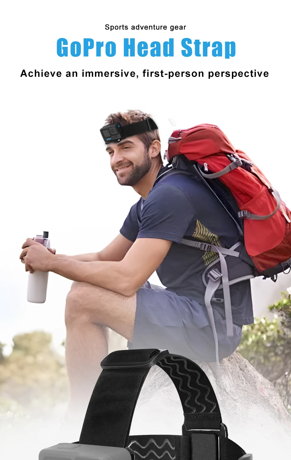 Description Picture 2 of itemGoPro HERO13 original Head Strap+QuickClip headband Insta360 accessory camera holder for Go Pro 12 11 10 9 8 Black sports camera