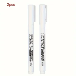2pcs White Waterproof Marking Pens for Versatile DIY Projects (2pcs)