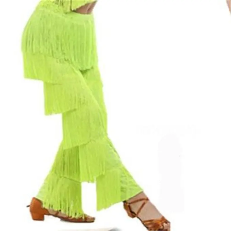 Adult Latin Dance Pants Fringe Dance Top Ballroom Samba Salsa Tassels Trousers Performance Clothes dance pants