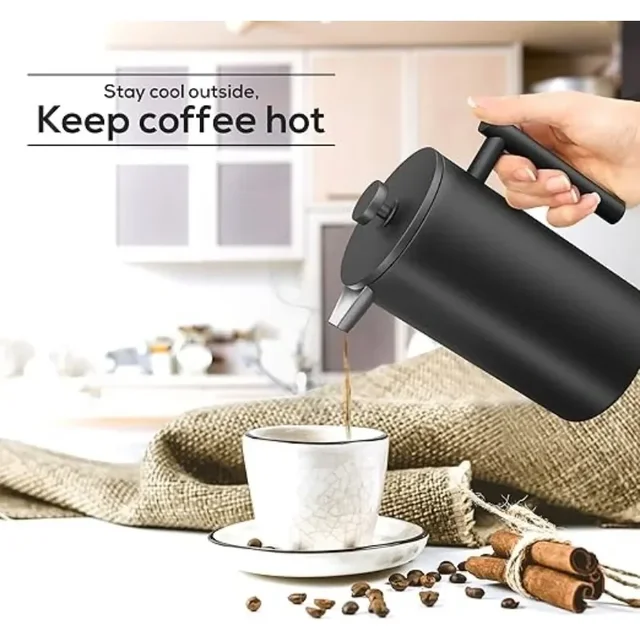 1pc 350/1000ml Stainless Steel French Press Coffee Pot Premium Durable Coffee Strainer Brewing Tea for Home Office Camping Use