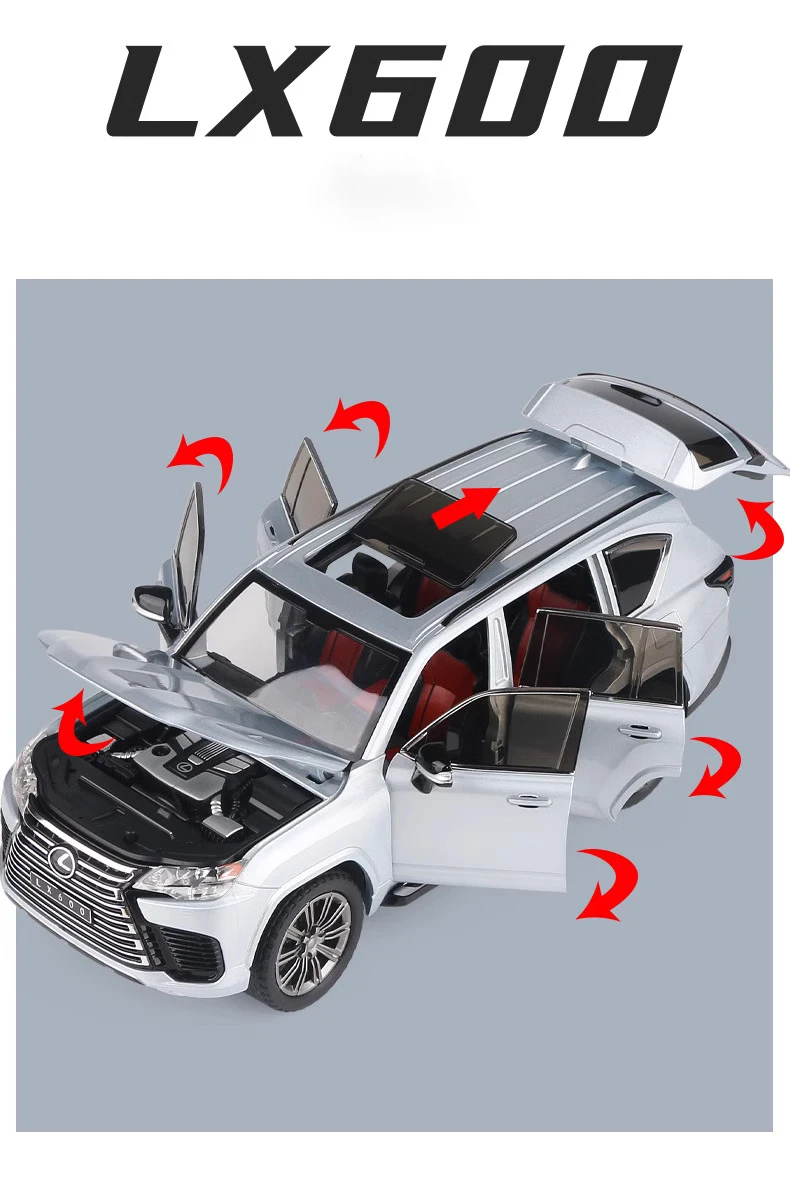 1:24 Lexus LX600 SUV Alloy Model Car Toy Diecast Pull Back