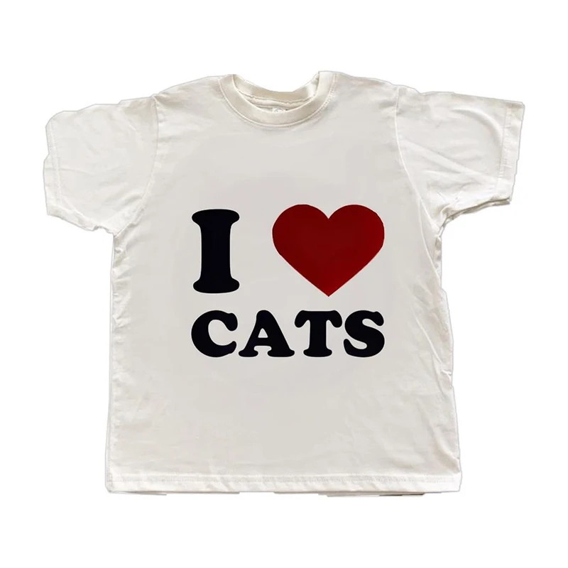 I M A Cat|i Love Cats Vintage Y2k Crop Top - Summer Cotton