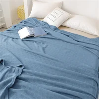 Soft Cozy 100% Cotton Throw Blanket Wide 100cm/150cm/180cm/200cm Plain Knitted Sofa Bed Cover Bedspreads Home Decor Thin Blanket 3