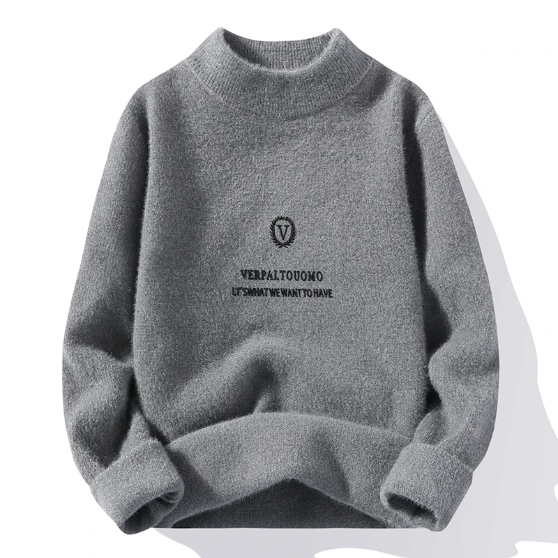 

High Quality Trend Men's Sweater New Comfortable Warm Pullover Solid Color Printed Casual Knit Tops