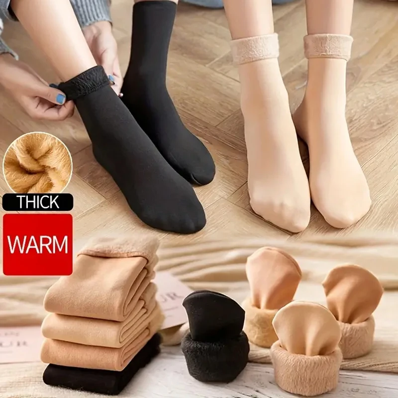 

Fashion Winter Warm Socks Thicken Thermal Snow Boots Floor Socks Black Skin Soft Thermal Wool Cashmere Home Sleeping Socks