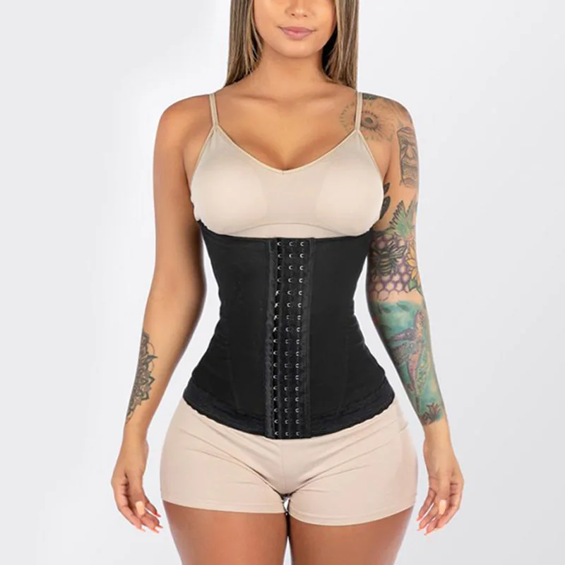 

Women Black Hooks Corset Waist Trainer Weight Loss Body Shaper Hourglass Belt Stomach Slimming Shapewear Belly Belt Girdle Strap