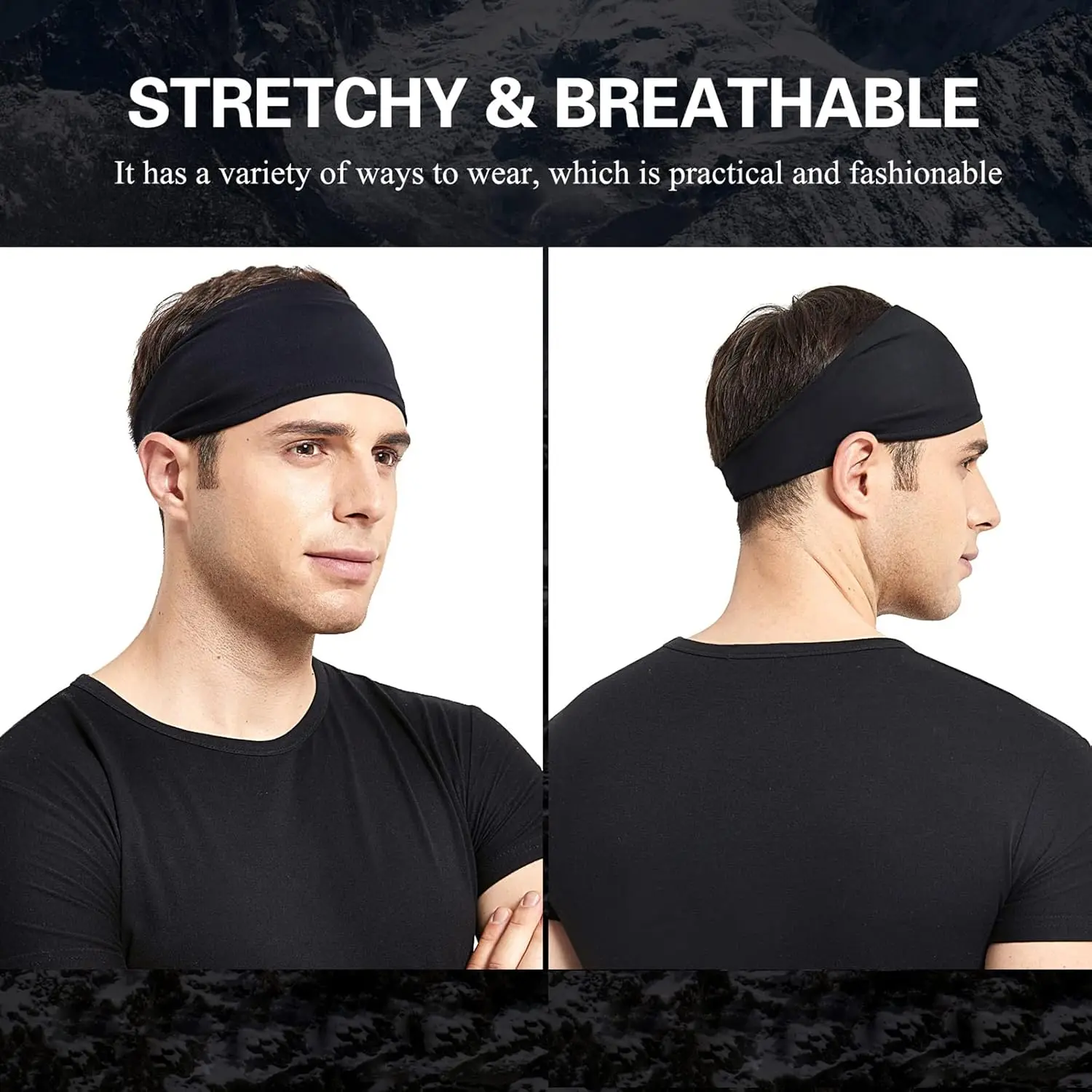 Schweißband für Männer und Frauen, elastische Sport-Haarbänder, Kopfbänder für Yoga, Kopfbänder, Kopfbedeckung, Kopftuch, Sport, Outdoor, Haar-Accessoires – Detail 4