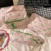 Green Pink Contrasting Bow Makeup Bag Large Capacity Portable Travel Toiletry Bag Storage Bag 1