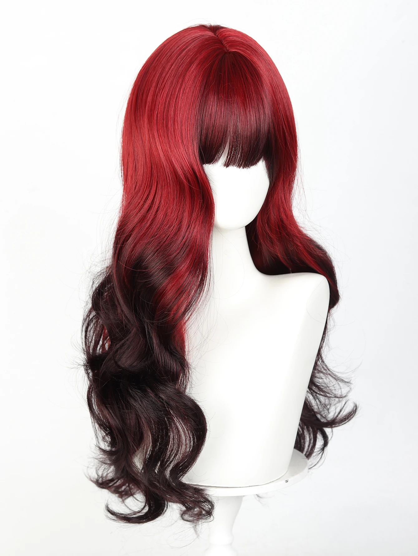 Synthetic Red Black Curly Wig for Daily Cosplay