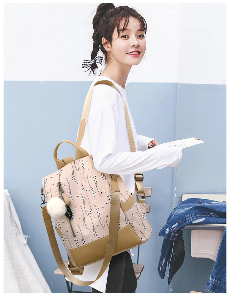 Fashion Flower Print Women Backpack Female Anti-theft Backpacks Casual Ladies School Bag High Quality Large Capacity Backpack