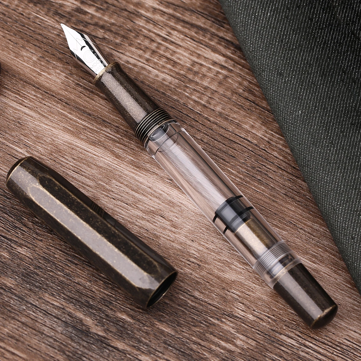 Moonman T1 Metal & Acrylic Piston Fountain Pen F Nib 0.5mm Large Capacity Gift